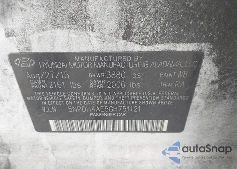 2016 Hyundai Elantra Se из США, поврежденный, VIN 5NPDH4AE5GH751121